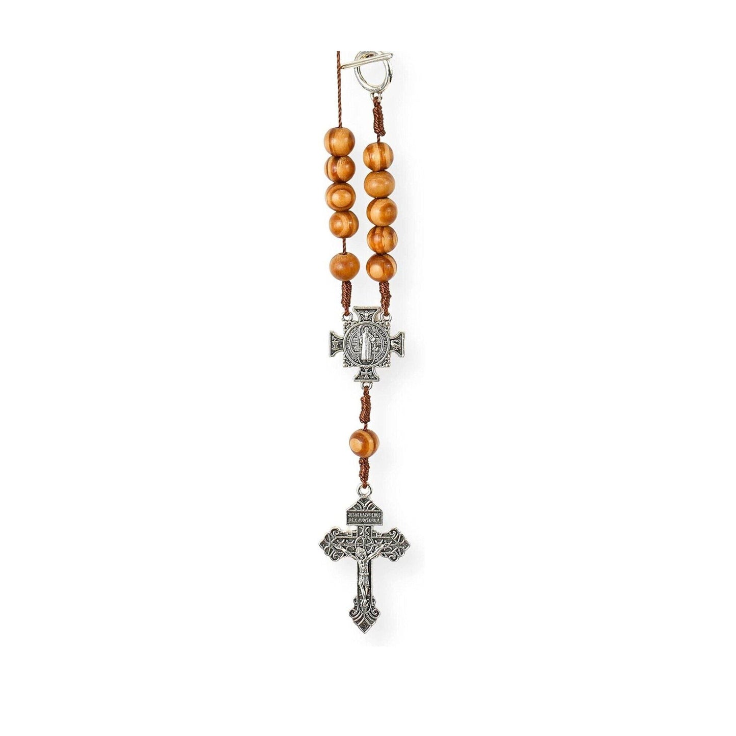 One Decade St. Benedict Car Rearview Mirror Rosary Wood Protection Beads - Nazareth Store