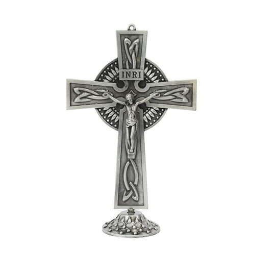 Ornament Art Jesus Antique Silver Plated Deatachable Standing Crucifix Desk - Nazareth Store