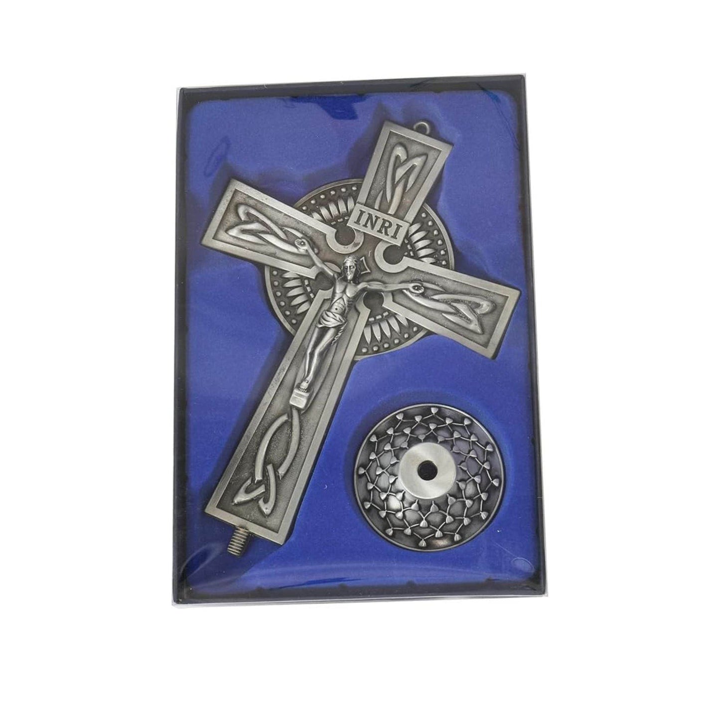 Ornament Art Jesus Antique Silver Plated Deatachable Standing Crucifix Desk - Nazareth Store
