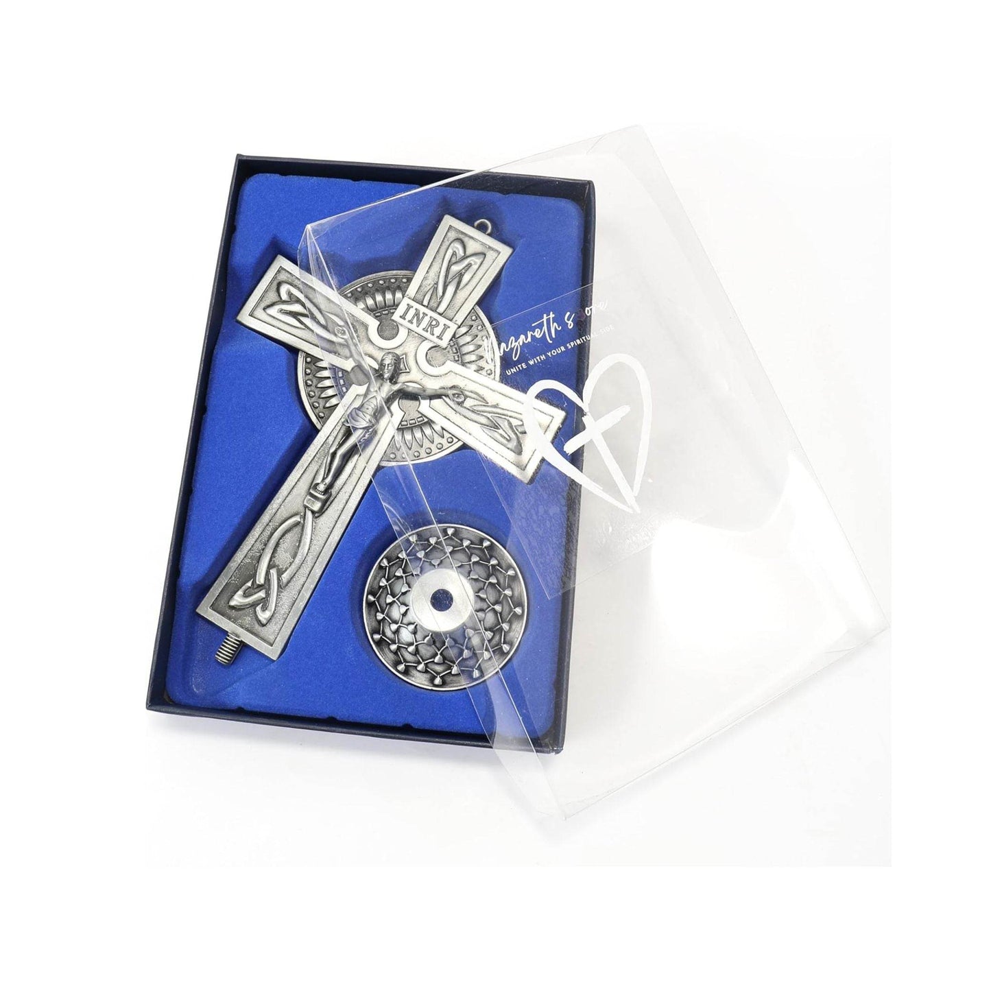 Ornament Art Jesus Antique Silver Plated Deatachable Standing Crucifix Desk - Nazareth Store