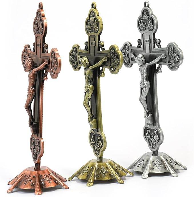 Antique Silver Plated Detachable Standing Crucifix - Nazareth Store