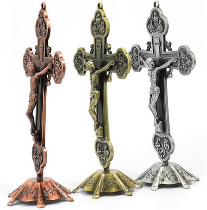 Antique Silver Plated Detachable Standing Crucifix - Nazareth Store