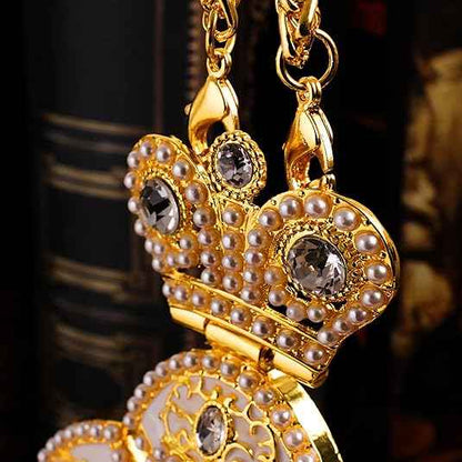 White Pearl Cross Pendant Gold Plated Crystal Crucifix Necklace