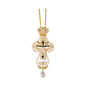 White Pearl Cross Pendant Gold Plated Crystal Crucifix Necklace