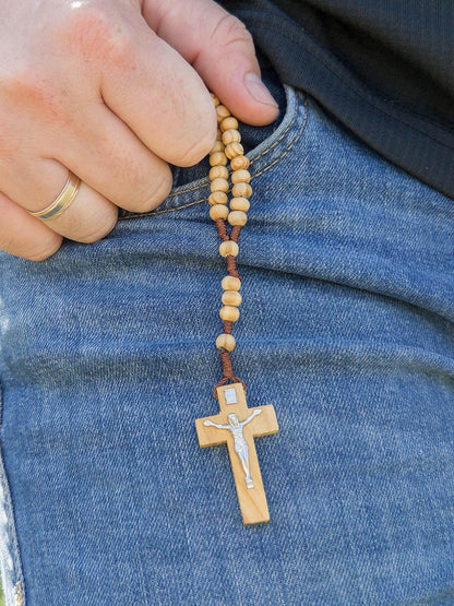 Jerusalem Olive Wood Rosary Catholic Wooden Prayer Beads Corded Christian - Nazareth Store