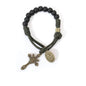 Antique Bronze One Decade Green Paracord Black Matte Beads St. Michael Cross Crucifix - Nazareth Store