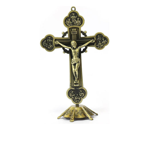Antique Gold Plated Standing Crucifix with Deatachable Stand - Nazareth Store