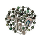 African Jasper Stone Beads Rosary Necklace with Miraculous Epoxy Heart Metal Beads - Nazareth Store