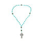Turquoise Gemstone Beads Rosary Metal Beaded Prayer Rosary Celtic Cross Crucifix - Nazareth Store