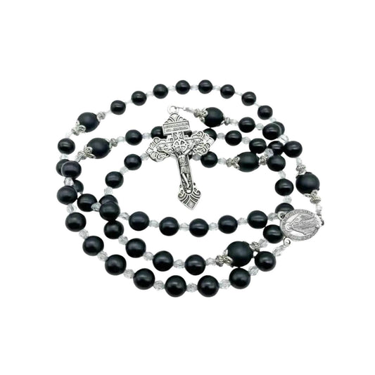 Agate Stone Beads Rosary Necklace Glory Be Stones Miraculous Medal - Nazareth Store