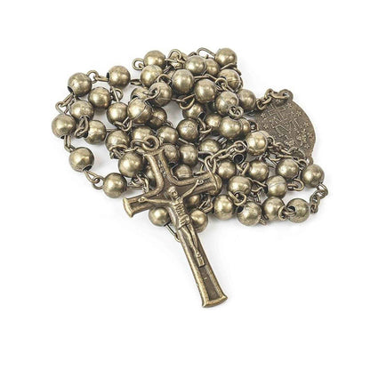 Combat Rosary Prayer Beaded Necklace Metal Beads WW2 Rosary Design Miraculous Medal & Jesus Cross