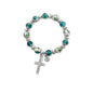 Green Crystals Cross Bracelet Christian Classic Beaded Bangle - Nazareth Store