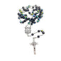 Blue Crystal Beads Saint Benedict Rosary Necklace with Miraculous Medal and Cross - Nazareth Store
