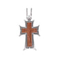 Antique Silver Cross Pendant White Stone Religious Necklace