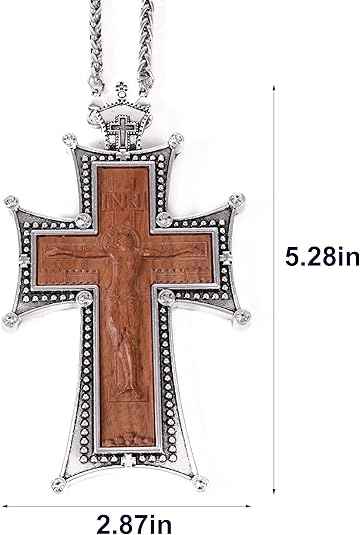 Antique Silver Cross Pendant White Stone Religious Necklace