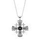 Jerusalem Cross Necklace Black Enamel Silver Plated Pendant