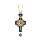 Gold Plated Blue Enamel Cross Pendant Zircon Crucifix Necklace