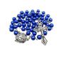 Blue Pearl Beads Rosary Necklace Catholic Miraculous Medal & Cross
