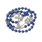 Blue Pearl Beads Wired Rosary Necklace Miraculous Medal & Cross Crucifix
