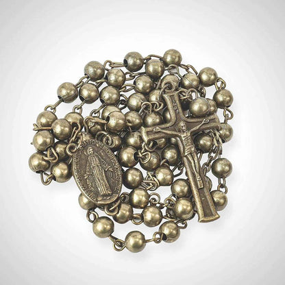 Combat Rosary Prayer Beaded Necklace Metal Beads WW2 Rosary Design Miraculous Medal & Jesus Cross
