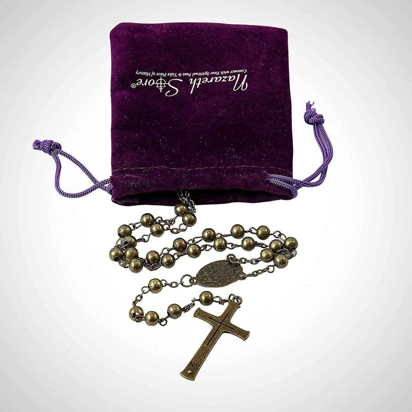 Combat Rosary Prayer Beaded Necklace Metal Beads WW2 Rosary Design Miraculous Medal & Jesus Cross