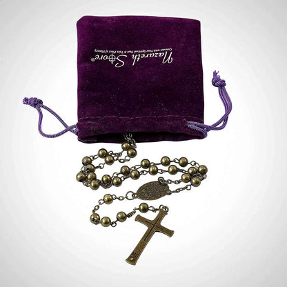 Combat Rosary Prayer Beaded Necklace Metal Beads WW2 Rosary Design Miraculous Medal & Jesus Cross