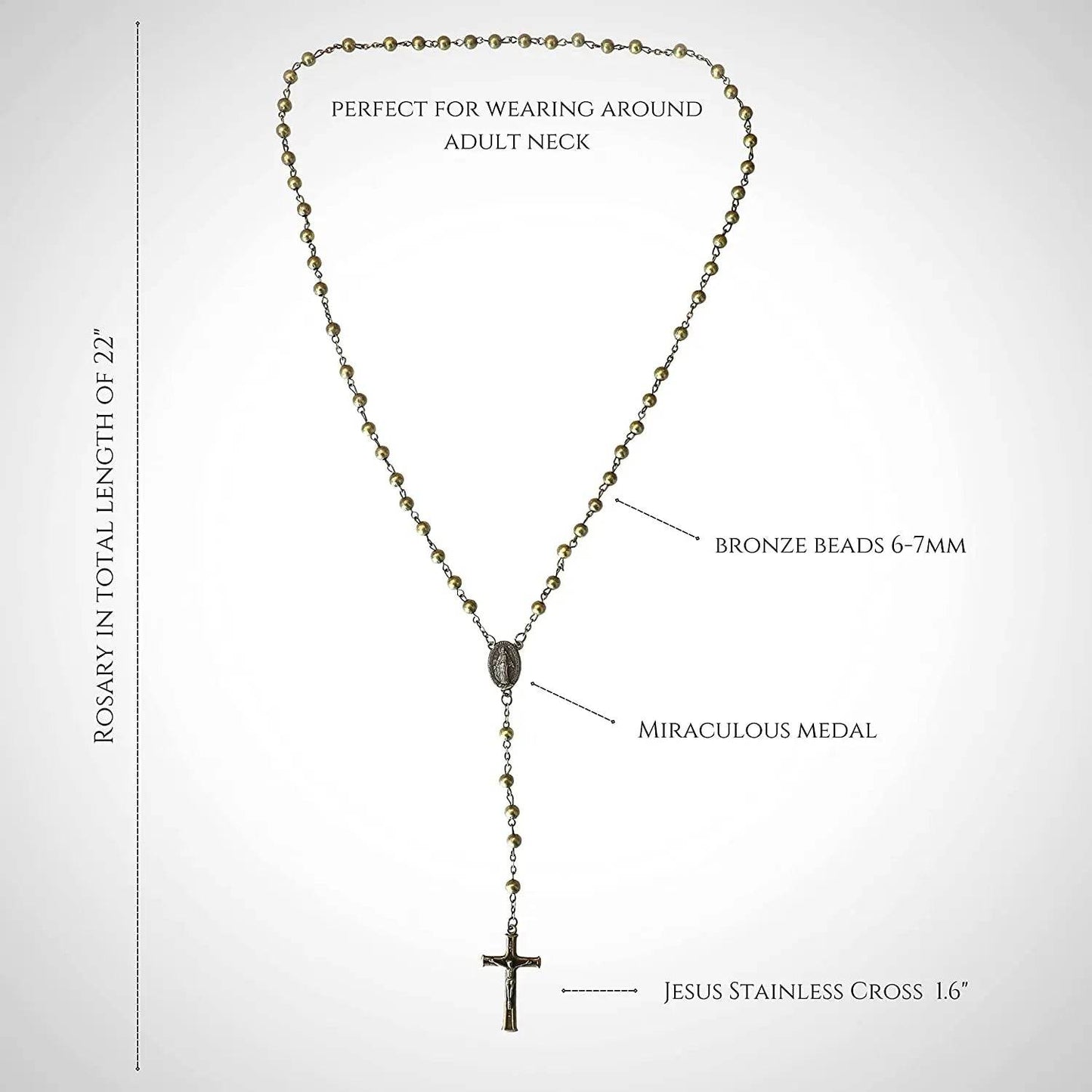 Combat Rosary Prayer Beaded Necklace Metal Beads WW2 Rosary Design Miraculous Medal & Jesus Cross - Nazareth Store