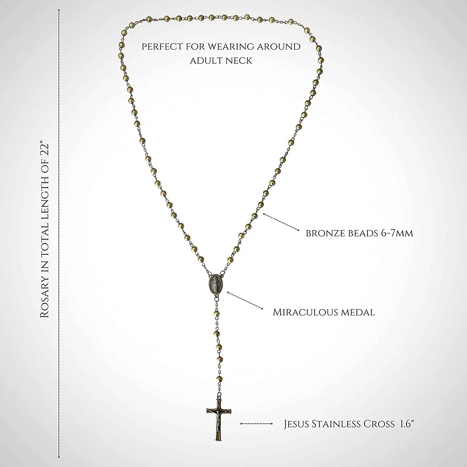 Combat Rosary Prayer Beaded Necklace Metal Beads WW2 Rosary Design Miraculous Medal & Jesus Cross - Nazareth Store
