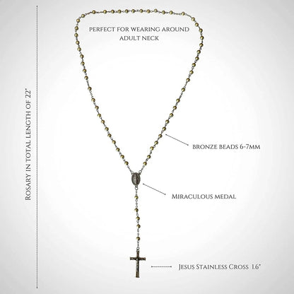Combat Rosary Prayer Beaded Necklace Metal Beads WW2 Rosary Design Miraculous Medal & Jesus Cross - Nazareth Store