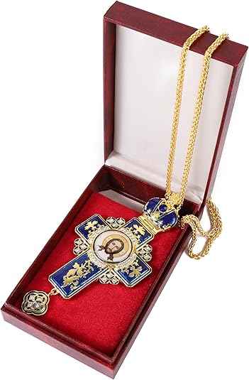 Gold Plated Blue Enamel Cross Pendant Zircon Crucifix Necklace