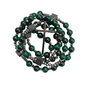 Green Tiger Eye & Lava Stone 9mm Beads Rosary Necklace with Black Alloy Cross - Nazareth Store