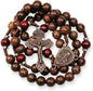 Handmade Wooden Beads Rosary Necklace with Our Father Medal & Crucifix Religious Gift
