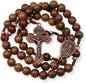 Handmade Wooden Beads Rosary Necklace with St. Joseph Medal & Crucifix Religious Gift