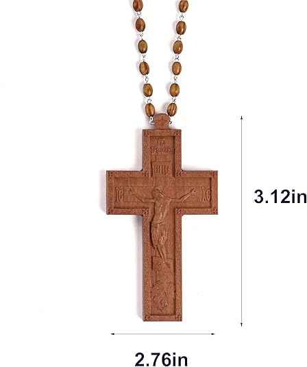 Jujube Wood Cross Pendant Handcrafted Christian Necklace