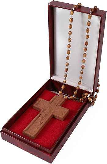 Jujube Wood Cross Pendant Handcrafted Christian Necklace
