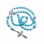 Rosary Turquoise Beads Necklace Miraculous Medal Cross Crucifix