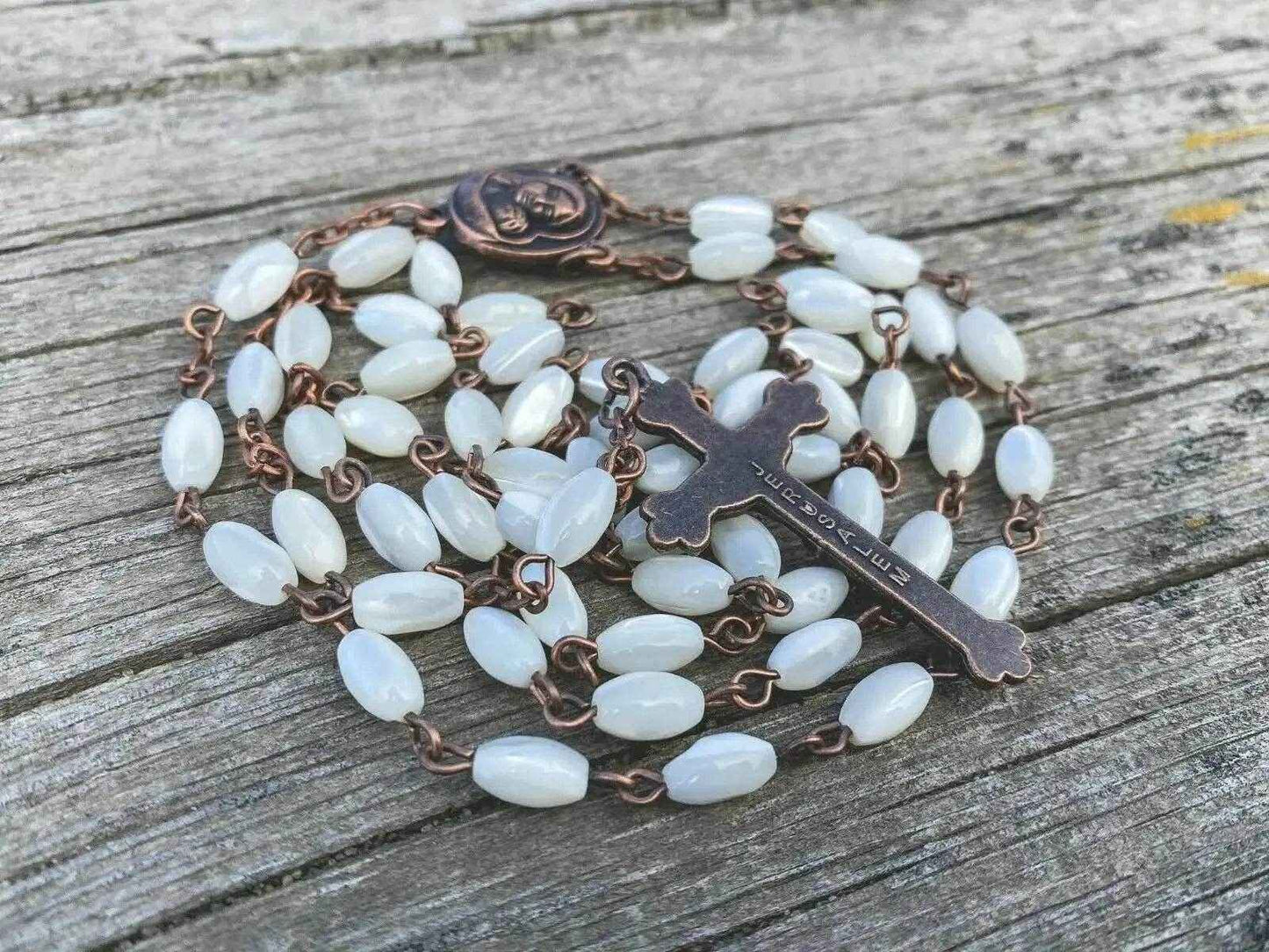 White Shell Beads Pearl Rosary Vintage Design Chaplet