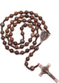 Olive Wood Rosary Necklace Metal Glory Beads with St. Joseph Medal & Cross Crucifix