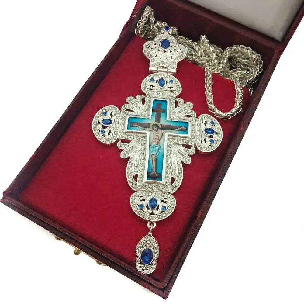 Silver Plated Pectoral Clergy Cross Pendant