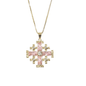 Pink Topaz Jerusalem Cross Pendant 18k Yellow Gold Plated with Crystals - Nazareth Store