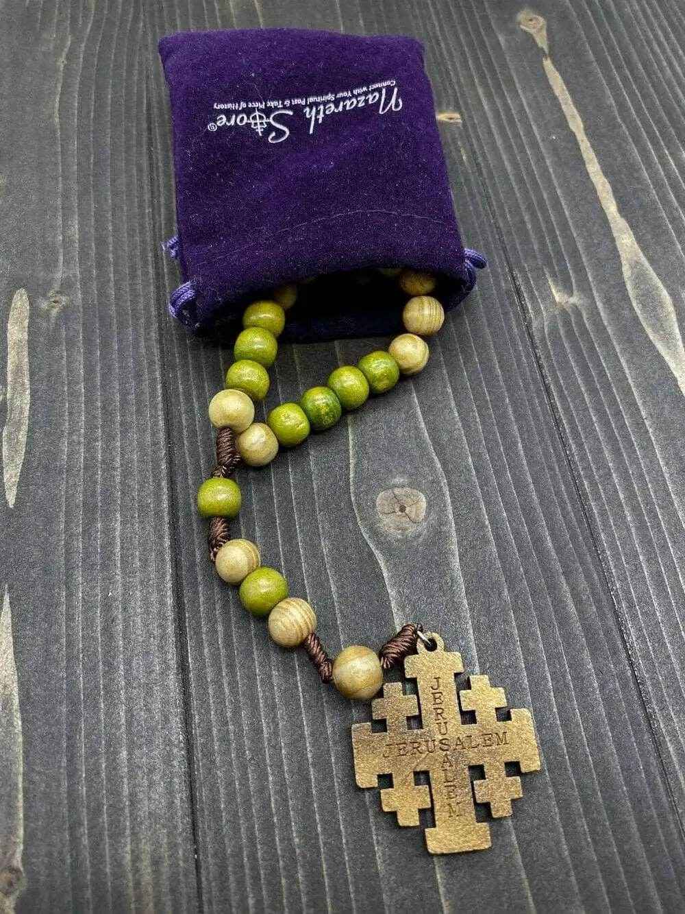 Prayer Olive Wood Chaplet Handmade Cord Rosary Jerusaelm Cross