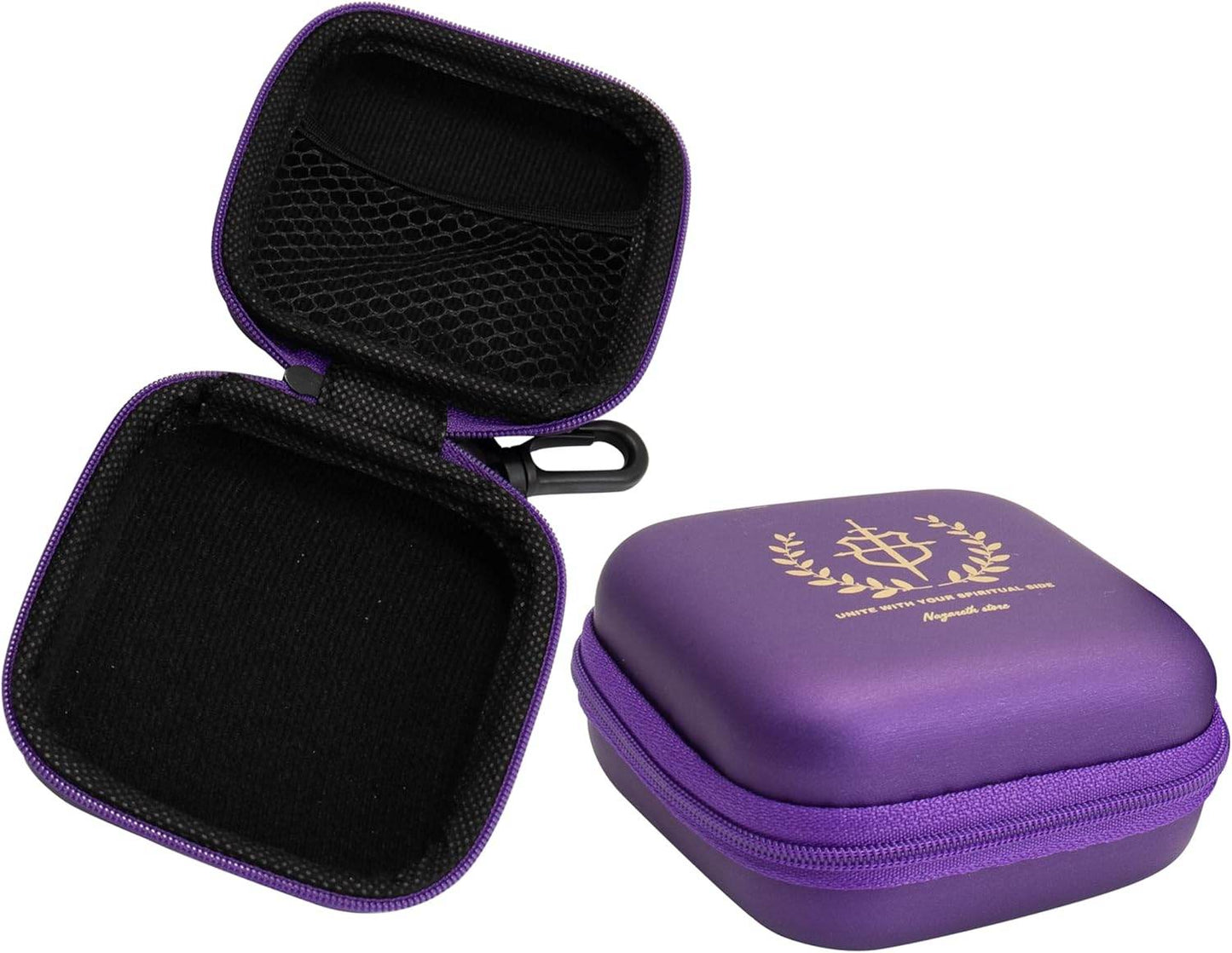 Purple Rosary Case Hard Shell Travel Pouch with Zipper and Clip - Nazareth Store