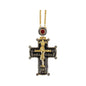 Round Red Stone Pectoral Cross Pendant Multi Zircon Crucifix Necklace