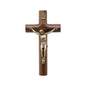 Walnut Wood Wall Cross Antique Gold Jesus INRI Cross Hanging Catholic Crucifix - Nazareth Store