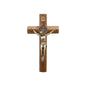 Walnut Wood Wall St. Benedict Cross Gold Jesus Wall Hanging Catholic Crucifix - Nazareth Store