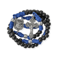 St.Michael Black Beads Blue Paracord Rosary Rugged Beaded Pardon Cross - Nazareth Store