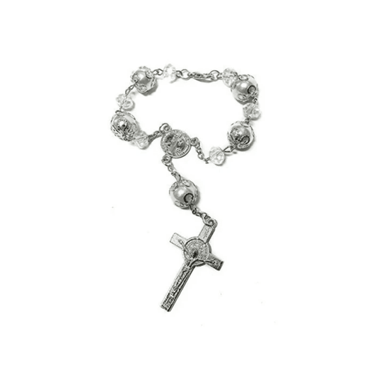 St Saint Benedict Car Rosary Transparent Glass Beads Car Rearview