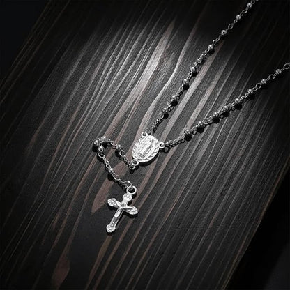 Rosary Necklace Our Lady of Guadalupe 3mm Silver Plated & Crucifix