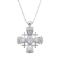 White Enamel Jerusalem Cross Pendant Stainless Steel Silver Plated Necklace
